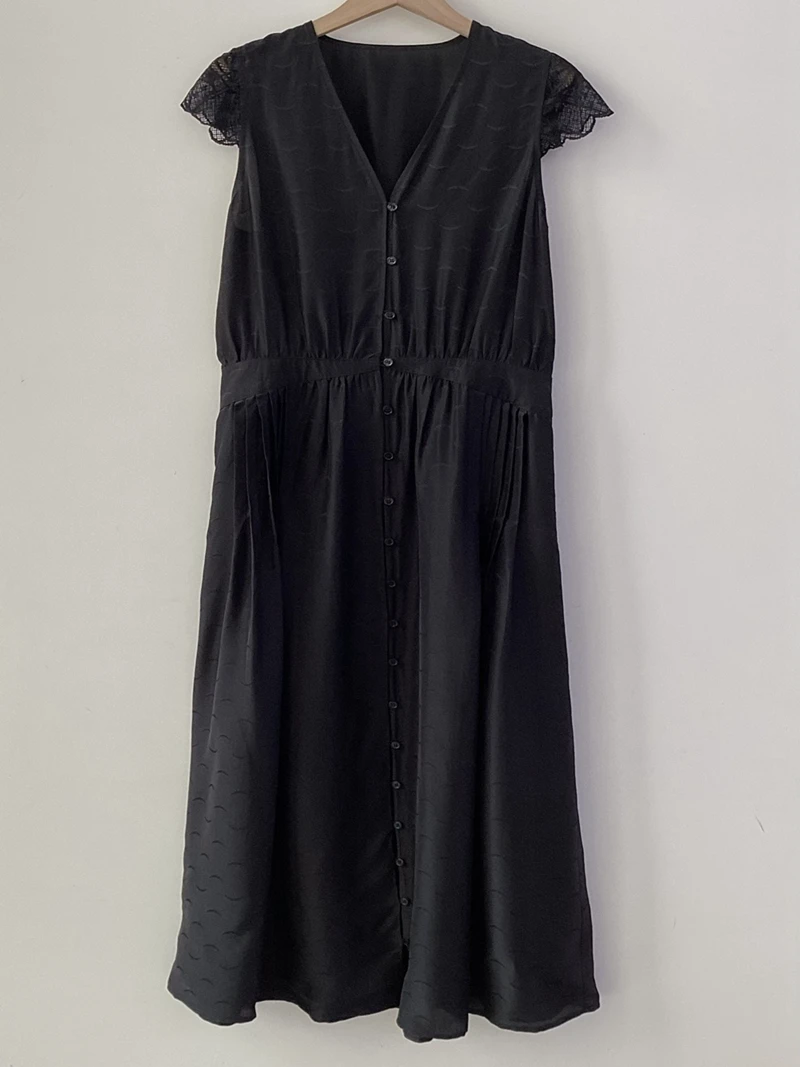 

Black Dress New Summer Design High-end Atmospheric Comfortable Casual Lace Lace Lace Short Sleeved Long Skirt