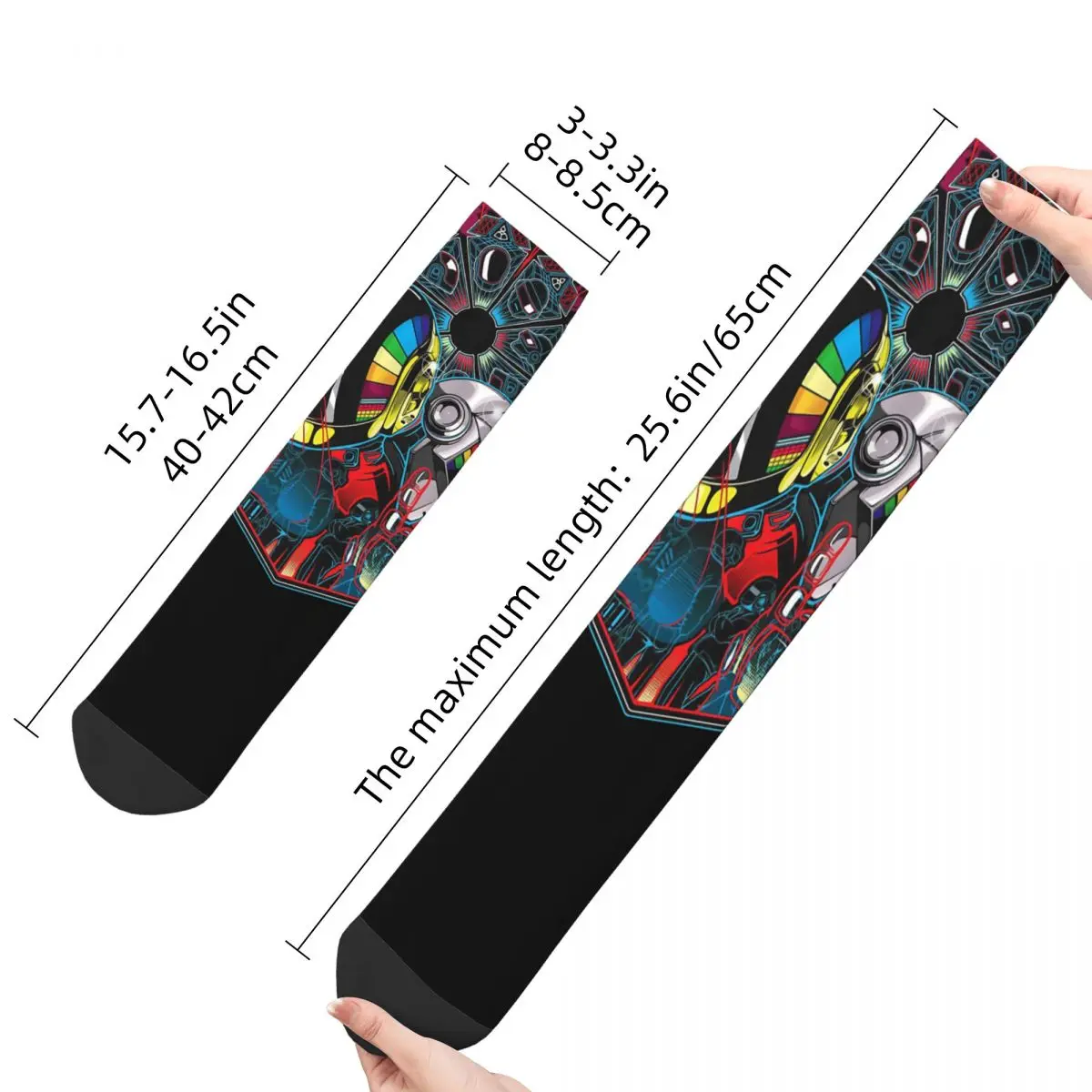 Hip Hop Vintage Rock Crazy Men\'s Socks Daft Punk Electronic Production Band Unisex Harajuku Printed Happy Crew Sock Boys Gift