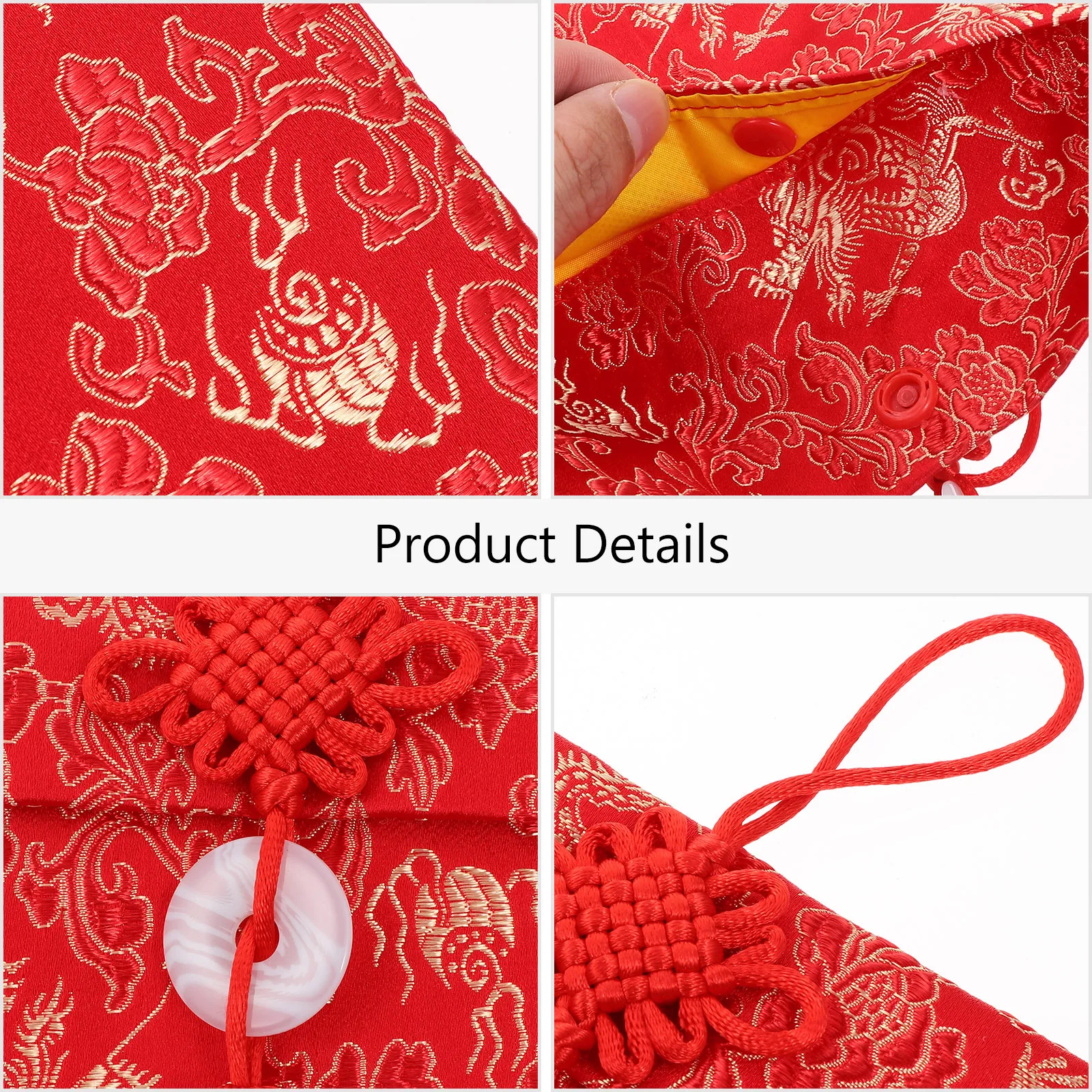

2Pcs Brocade Red Envelopes Gold Stamping Cartoon Cattle Red Packet Chinese New Year Money Pouch Packet Gift Money Envelope