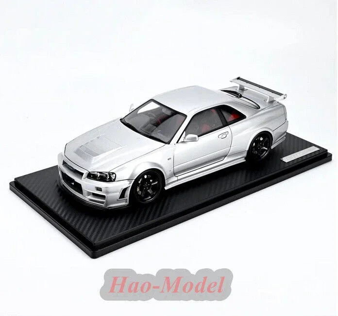 IG 1:18 For Nissan R34 GTR Z tune Resin Diecast Car Model Simulation Toys Boys Birthday Gifts Hobby Display Ornaments Silver