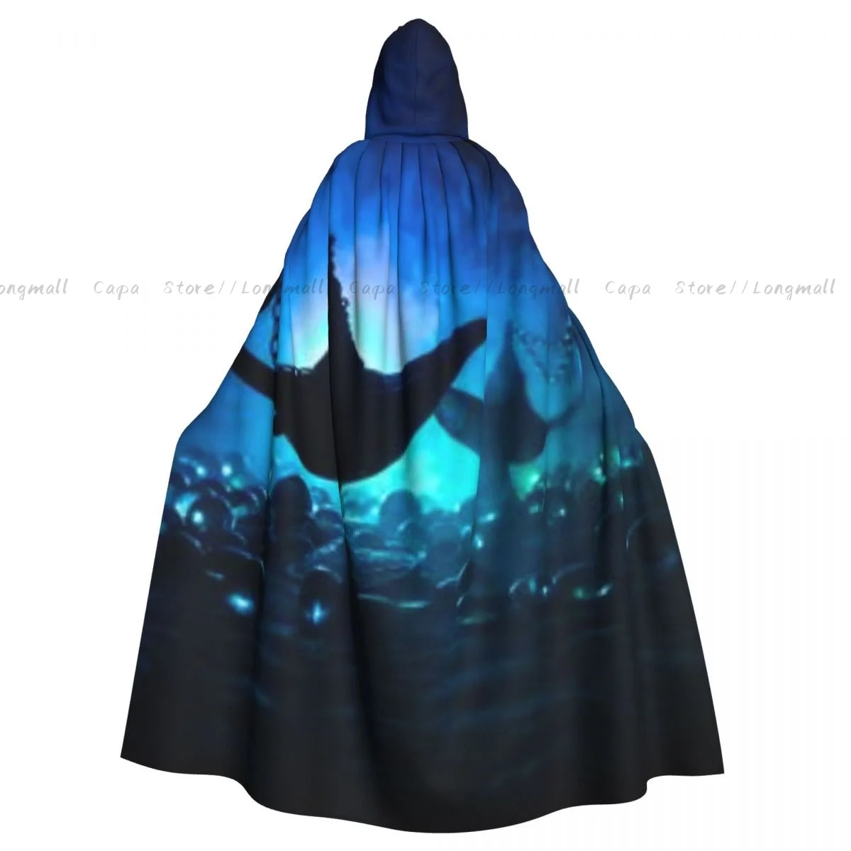 Aladdin Arabian Nights Genie Style Oil Lamp Background Cloak Hooded Cosplay Costume Halloween Adult Long Party Cape