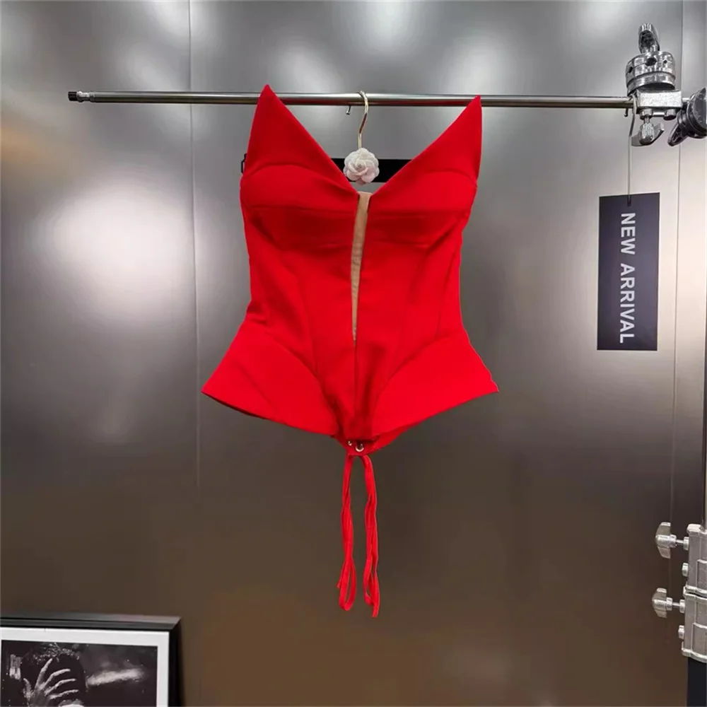 

2025 Women's Top, Strapless Vest, Satin Patchwork Corset, Sexy Women's Clothing, Vest, Y2K New, High Quality, Christmas Pullover