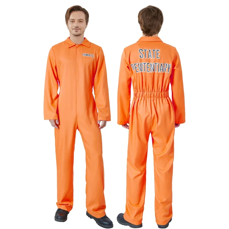 أزياء PrishbCostume Orange pour femmes et hommes، combinaison de prison évadée، الزي الرسمي دي ديفتينو، Oyun de Rolle d'Halloween