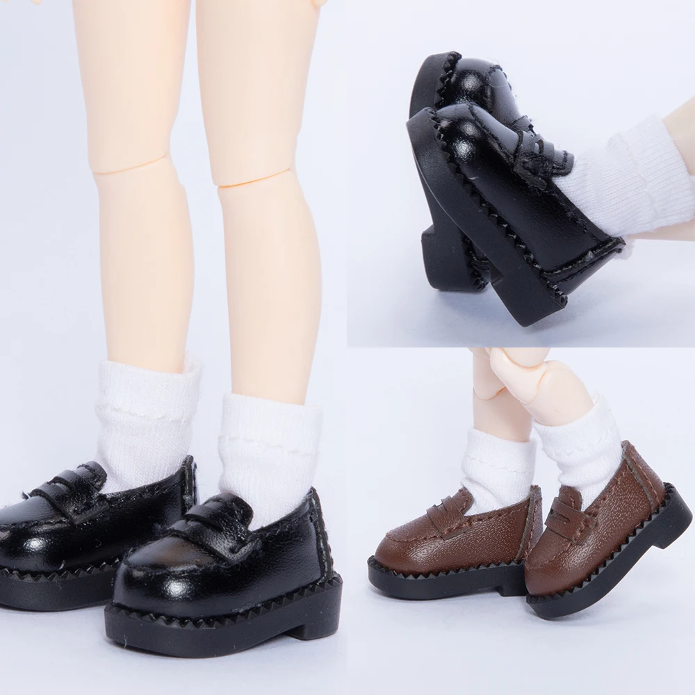 Ob11 Doll Student Leather Shoes Casual Flat Bottom Shoes 1/12 Bjd Doll Shoes Toy Accessories For Obitsu11, Gsc, Ymy, Body9, Ob11