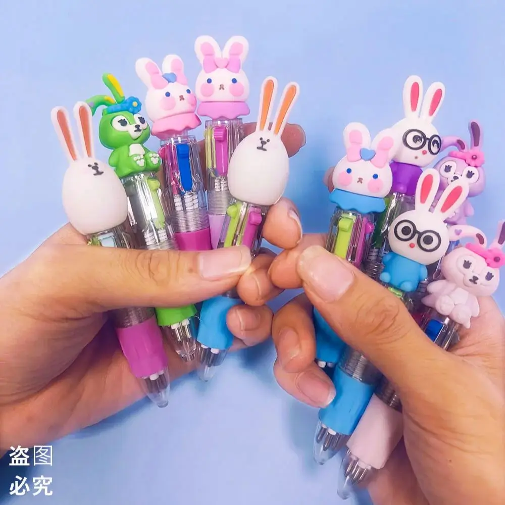 10Pcs/Lot Cute Rabbit Mini Four Color Ballpoint Pen Kawaii Cartoon 4Colors Pens School Office Supplies Kids Stationery Gifts