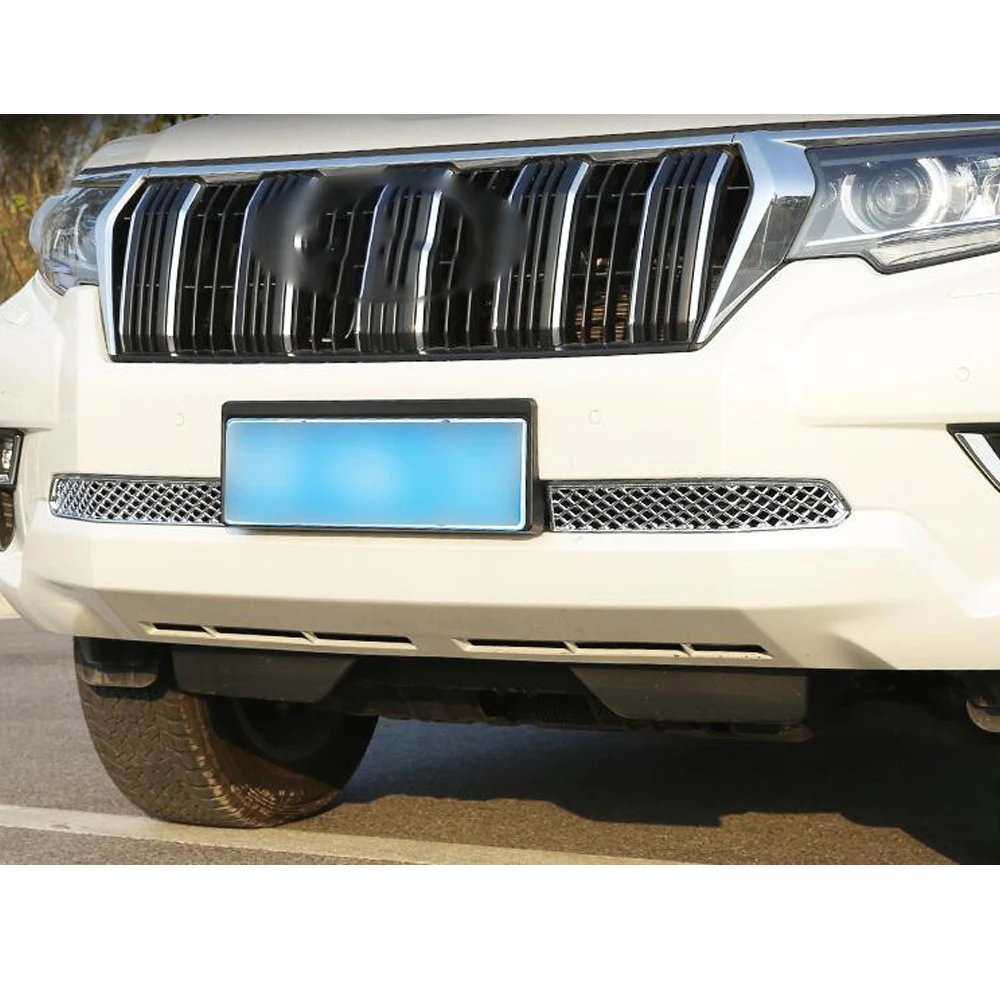 Car Outlet Vent ABS Chrome Protection Trim For Toyota Prado FJ150 2018 2019 Front Up Racing Grid Grill Grille Frame Stick Lamp