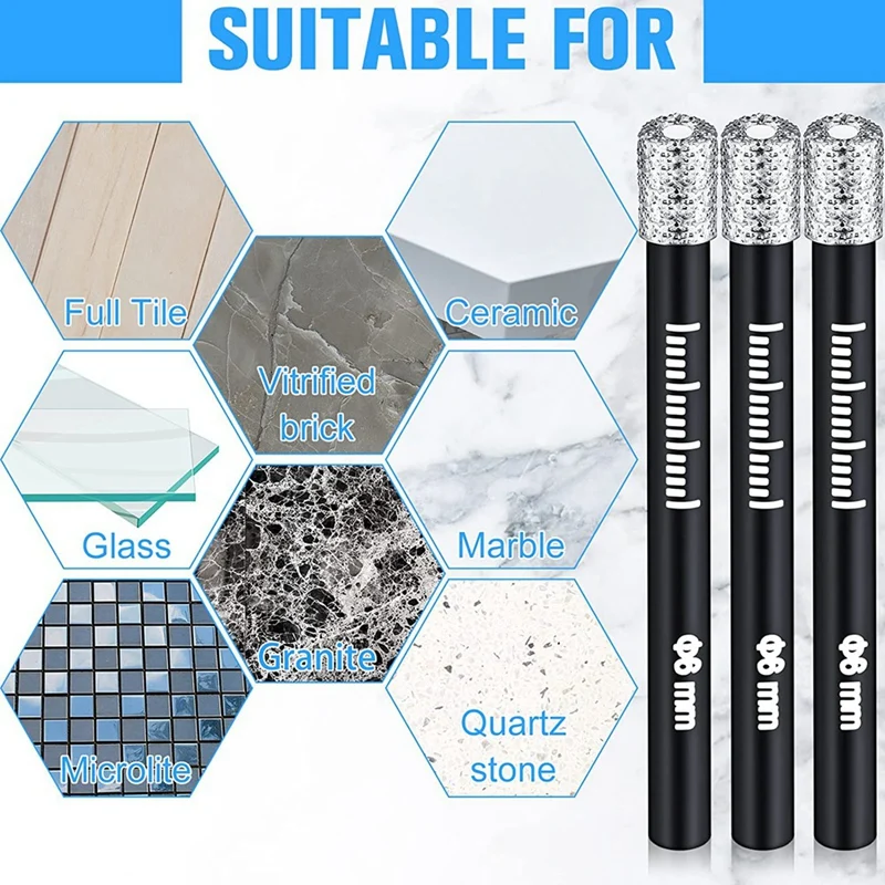 Diamond Hole Saw Kit Diamond Core Drill Bits For Ceramic, Hard Materials,6Mm Round