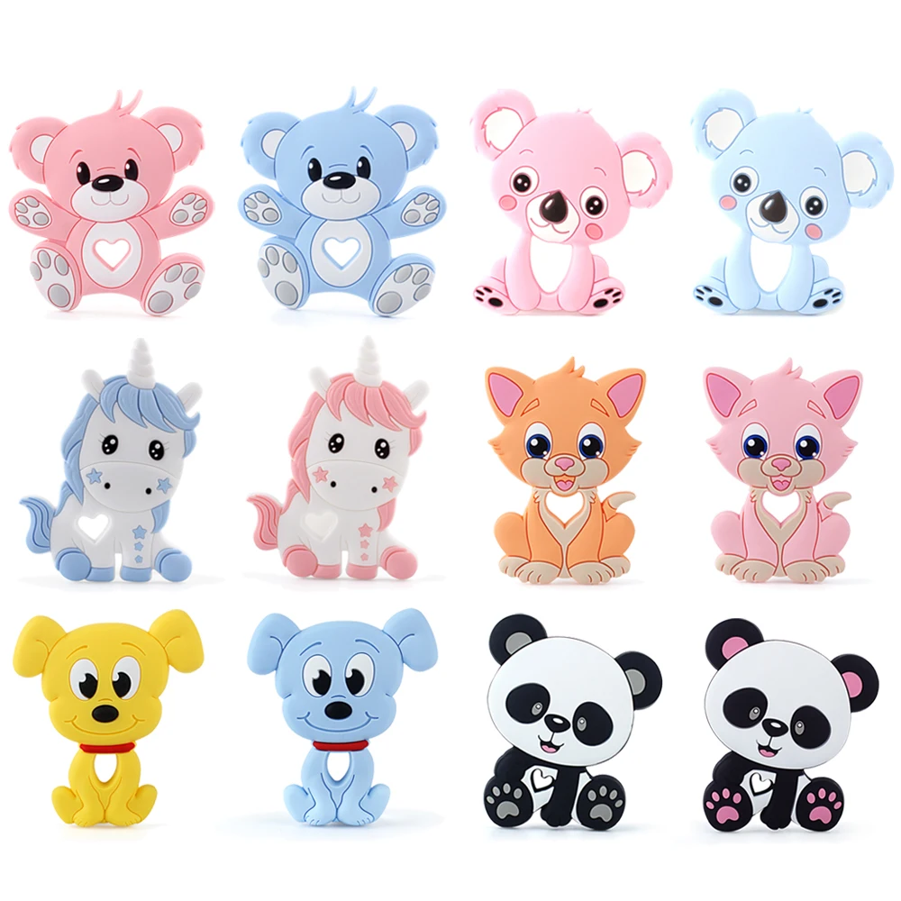 Baby Silicone Teethers Teething Chew Toy BPA Free Food Grade for Baby Pacifier Chain Clips Beads Necklaces Pendant Rodent Animal