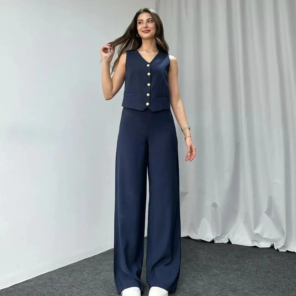 Sexy Crop Tops Two Piece Pant Set Outfits Matching Sets 2024 Women Luxury Clothes Wide Leg Elegant Pants 2 Piece Sets Outfits