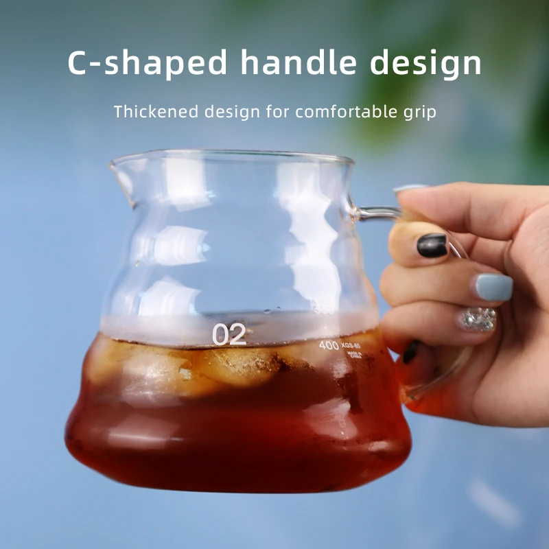 Heat Resistant Borosilicate Glass Hand Drip Coffee Pot Carafe Share Pot Pour Over Coffee Server Drip Coffee Pot