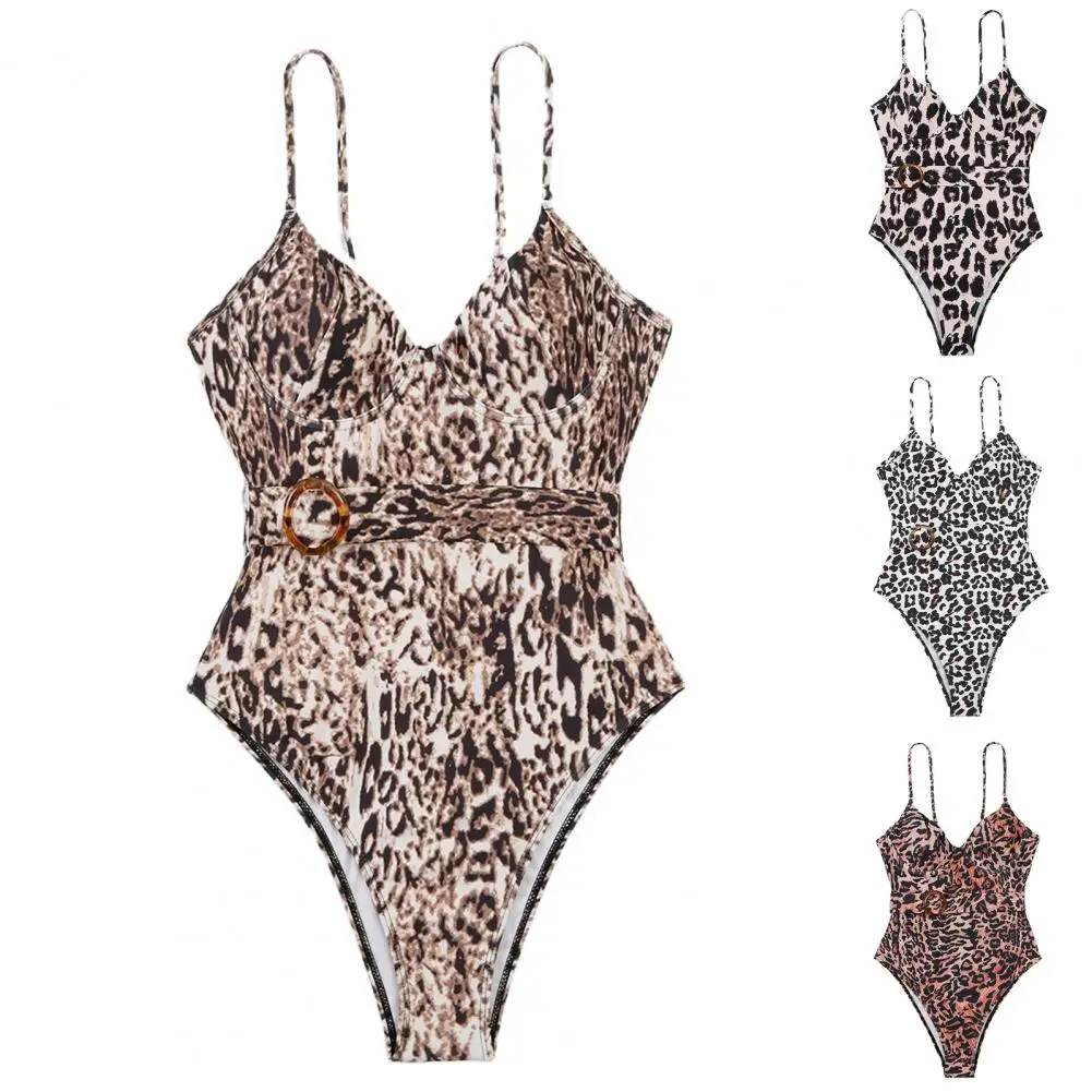 Costume da bagno Monokini Push-Up senza fili con cinturino regolabile leopardo Bikini da donna per spiaggia 2022 новинка