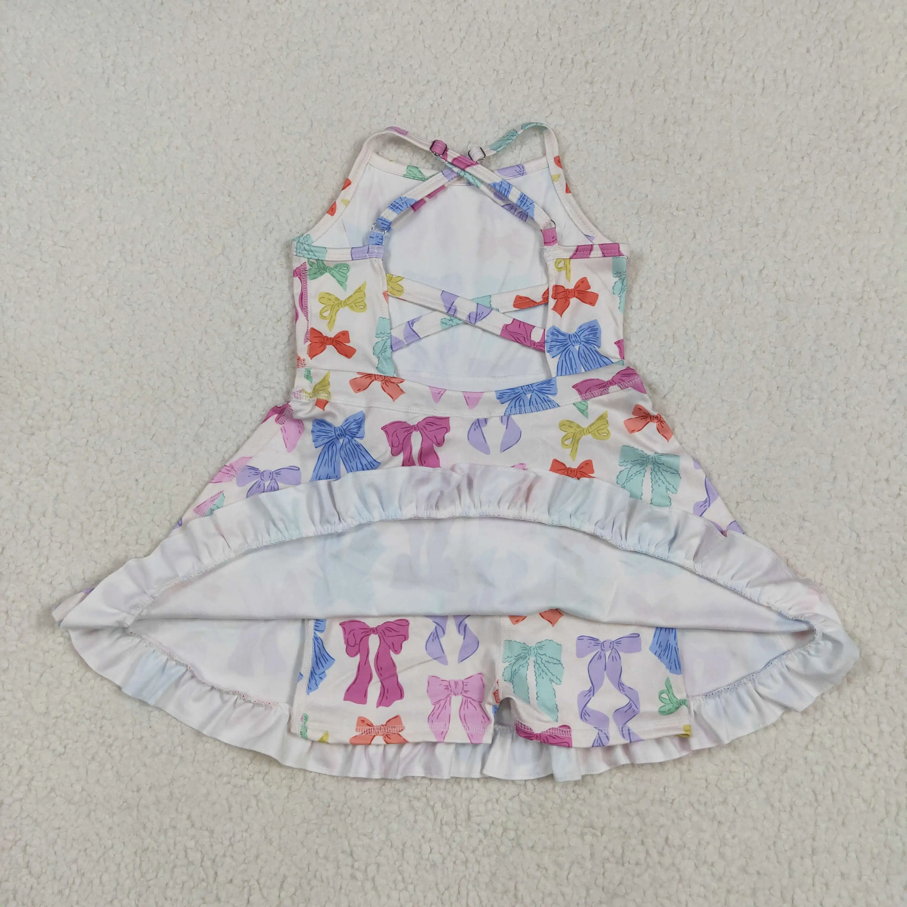 Toddle Baby Girls Colorful Bow Summer Active Wear Dress Fashion Kids Boutique Dress Baby Cute Clothes