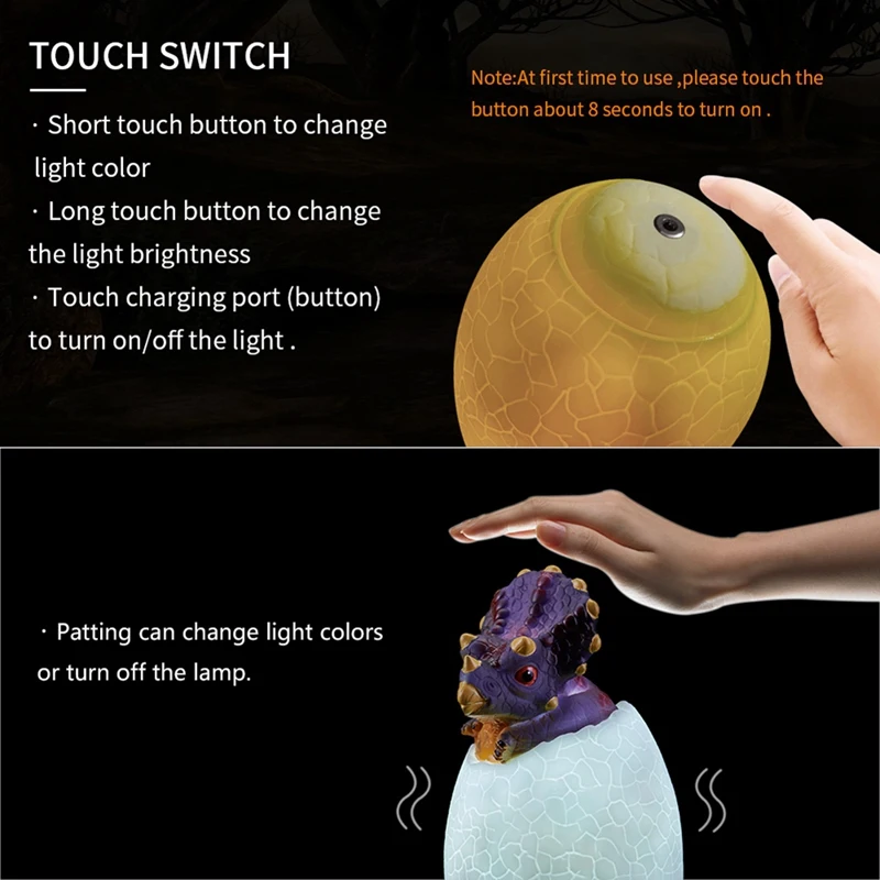 

3D Night Light Egg Desk Lamp 3 Color Touch Cartoon Table Lamps Home Decor For Kid Birthday Gift