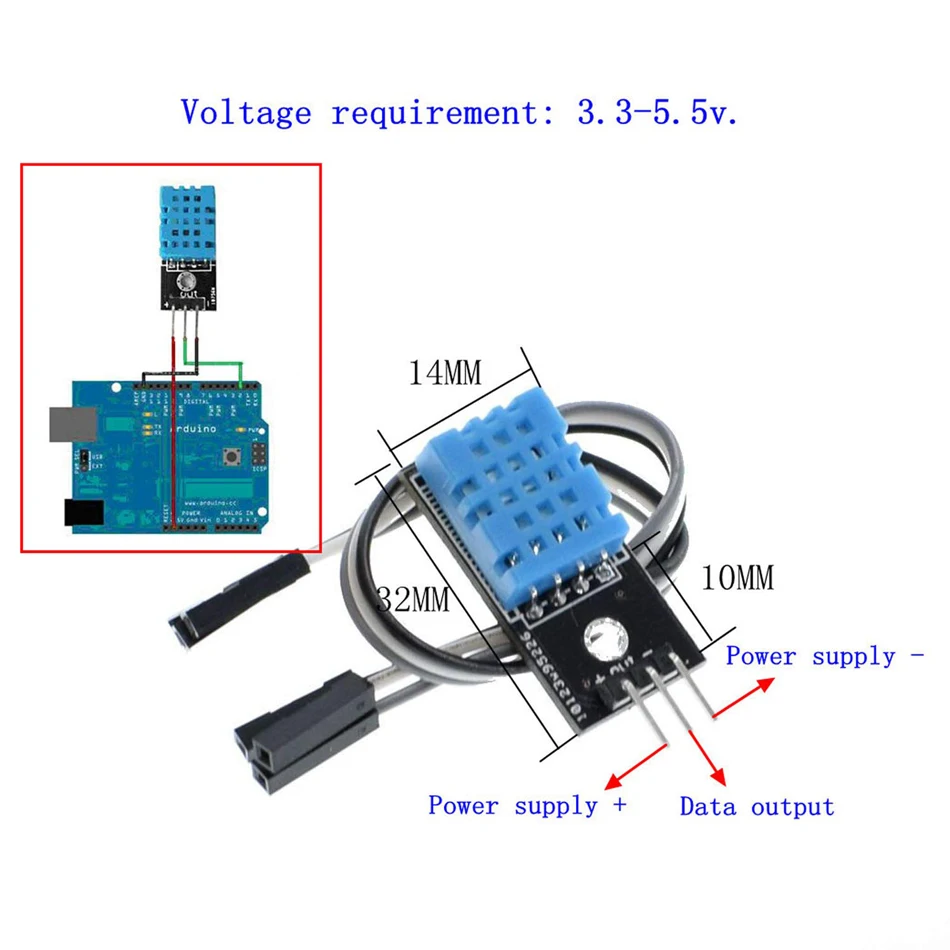 DHT11 DHT22 moduł czujnika wilgotności cyfrowy czujnik wilgotności temperatury 3.3V-5V z przewodami dla Arduino Raspberry Pi 4