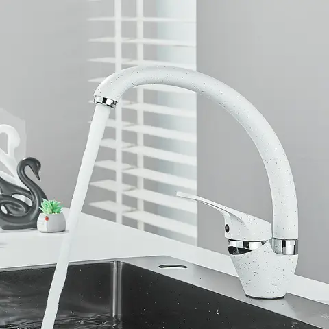 White With Dot Bathroom Kitchen Faucet Contemporary Faucet Single Handle Hot and Cold Mixer Taps  Beige with dot