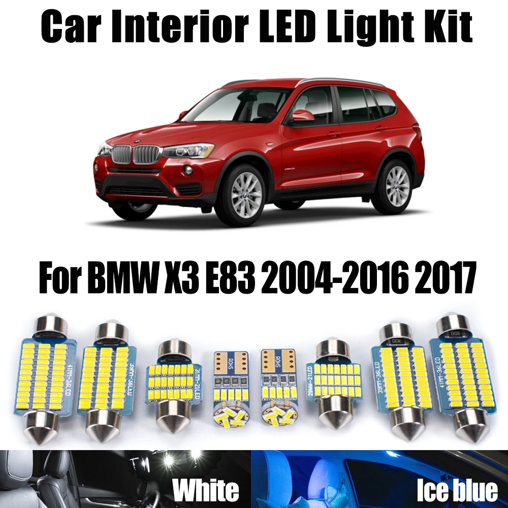 

Светодиодные лампы для чтения Canbus, внутренняя карта, купол, багажник, номерной знак, комплект освещения для BMW X3 E83 2004-2014 2015 2016 2017, автомобильные аксессуары