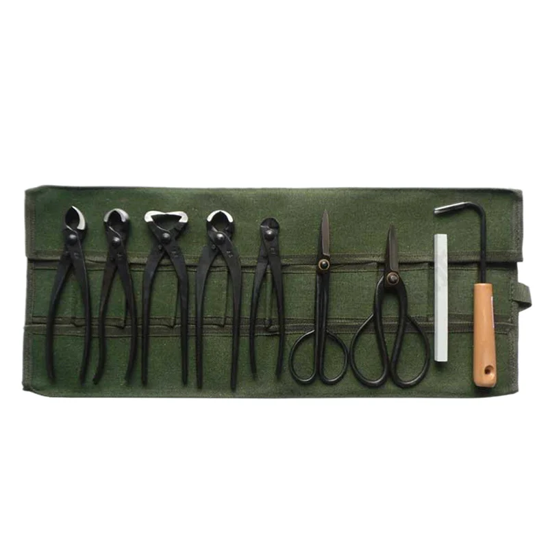 A02F-3Pcs 600X430mm Japanese Bonsai Tools Storage Package Roll Bag Canvas Tool Set Case