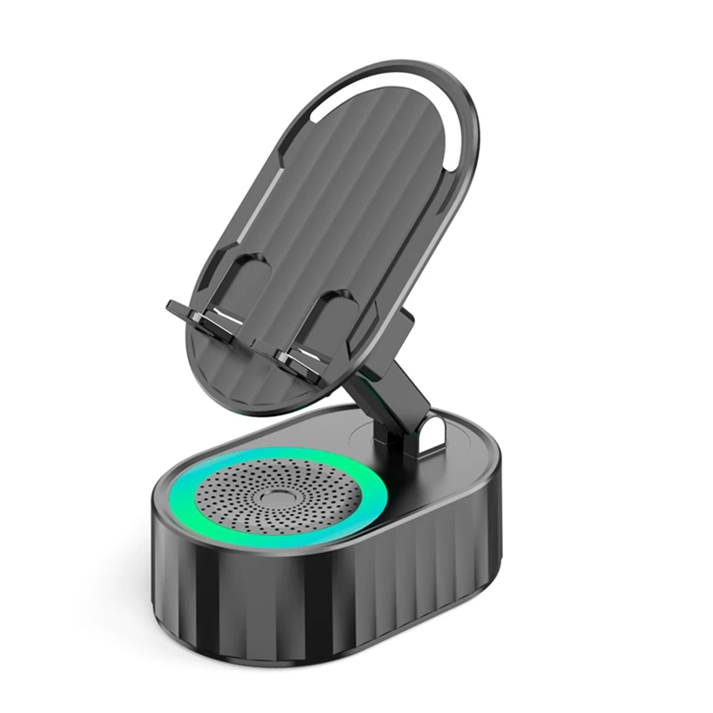 3-In-1 Phone Holder Inductive Bluetooth Speaker Holder 360°Rotating Folding Lifting Charging Treasure Holder