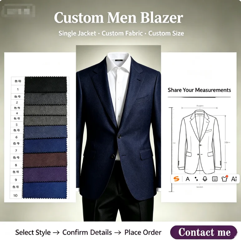 Custom Men Suit Custom Fabric Trousers Vest Wedding Business Suit Extra Design Custom Color Custom Size Available Customized