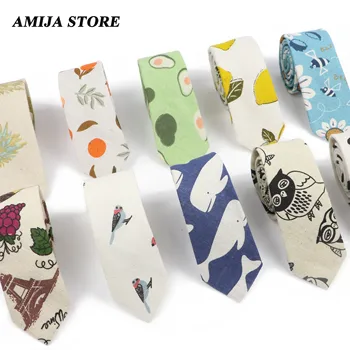 น่ารักผ้าลินิน Tie Avocado มะนาวสับปะรดสีส้มการ์ตูน 6 ซม.พิมพ์ผลไม้ตลก Tie สําหรับชายแคบ Slim เนคไทของขวัญอุปกรณ์เสริม