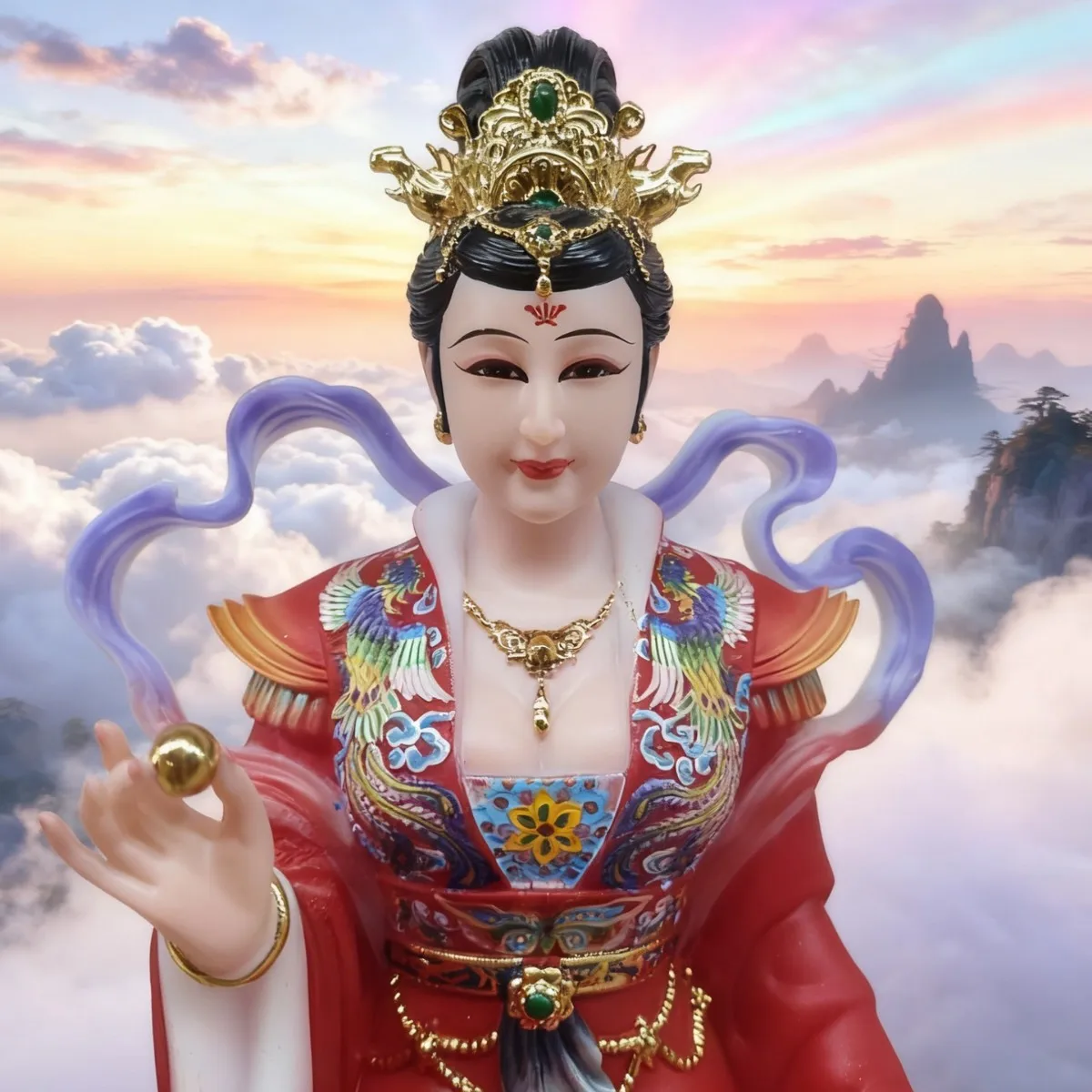 Cz nine-tailed empress statue qingqiu nine girls white marble buddha statue ornament