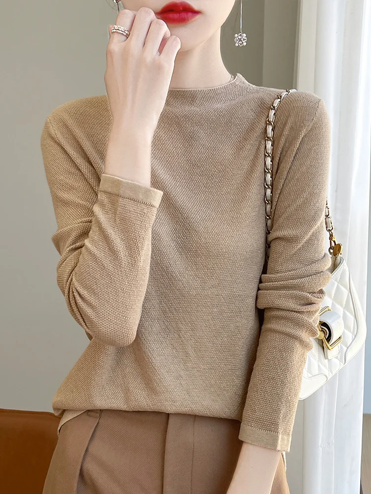 

2024 Pure Merino Wool Sweater For Women Autumn Winter Soild Basics O-Neck Pullover Knitwear Casual Cashmere Clothing Tops