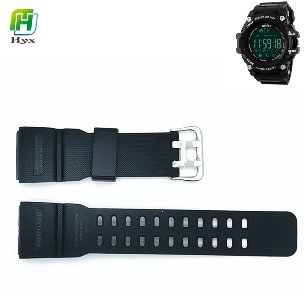 HYX Watch Strap Band For Skmei 1227 1384 1283 PU Wristband Adjustable Replacement Sports Watch Accessories WatchBand