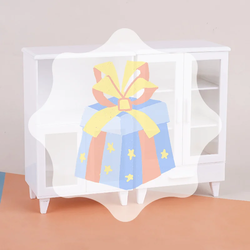 1Set 1:12 Casa delle bambole in miniatura Bianco Armadio Vetrina Armadietti di stoccaggio Mobili Modello Decor Giocattolo Accessori per casa delle bambole