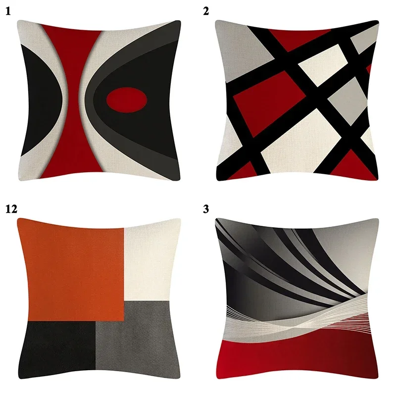 Modern Abstract gray Red Whirlpool Cushion covered geometric pattern Floor Pillowcase Sofa Cool  Home Decor 45x45cm