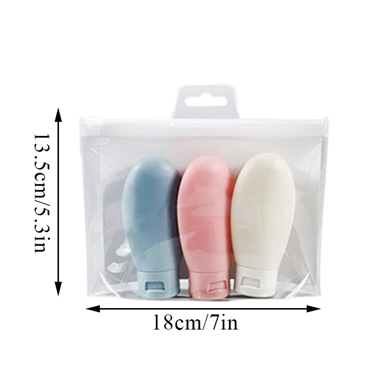 3pcs/set Empty Bottle Travel Cosmetic Refillable Bottle Portable Plastic Liquid Shampoo Container Squeeze Tube Spray Bottle