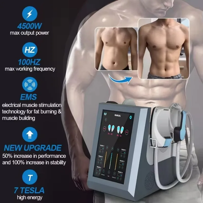 4 Handles Muscle Stimulator Machine Body Muscle Build Rf Muscle Building Weight Loss Fitness Body Training Suit