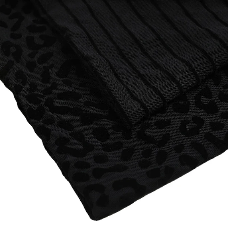 

1yard Leopard Hexagonal Stretchy Flocking Mesh Fabric African Net Fabrics Nigeria George Fabric for Dress DIY Sewing Clothing