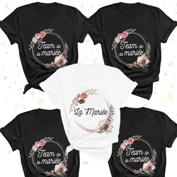 Camiseta informal para mujer, ropa de La Mariee Evjf, camisetas de manga corta para mujer, camiseta de despedida de soltera, camiseta de dama de honor para novia