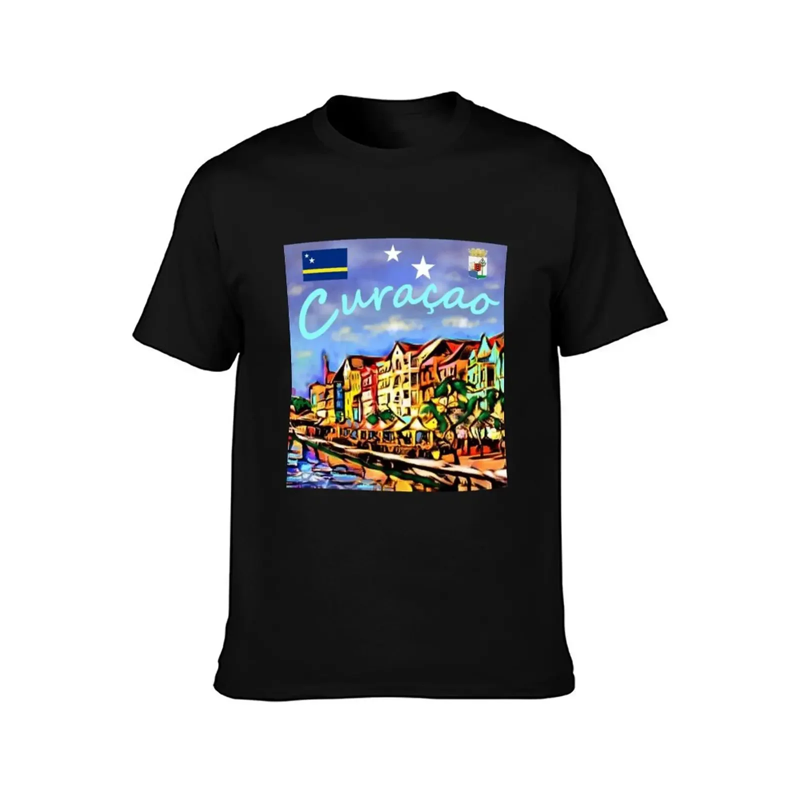 Curacao Travel Poster T-Shirt anime clothes plus size clothes plain men workout shirt