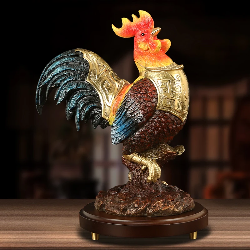 high grade Auspicious Good Omens Wealth luck Cock HOME SHOP OFFICE BAR CLUB decoration bring money bronze Sculpture