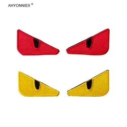 AHYONNIEX 1PC Fully Embroidered Little Monster Devil Eye Badge Demon Head Patch Military Tactical Morale DIY Stickers