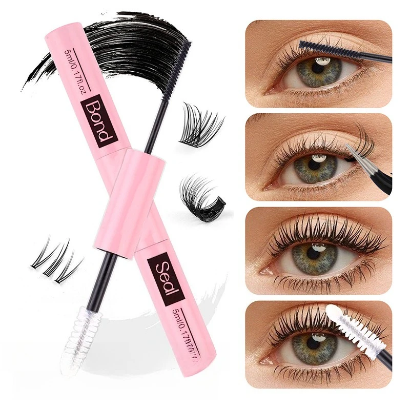 Colle faux cils 2 en 1, Double tête, liaison et joint, imperméable, longue durée, bricolage, grappe, cosmétiques
