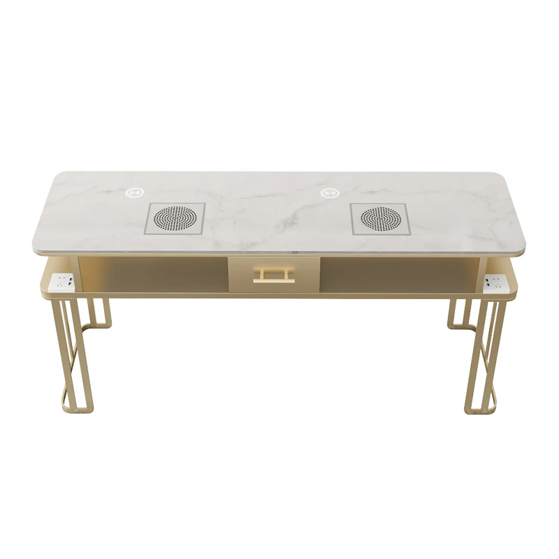 Mesa De salón profesional para manicura, mueble para salón De belleza, técnico, mármol, color blanco