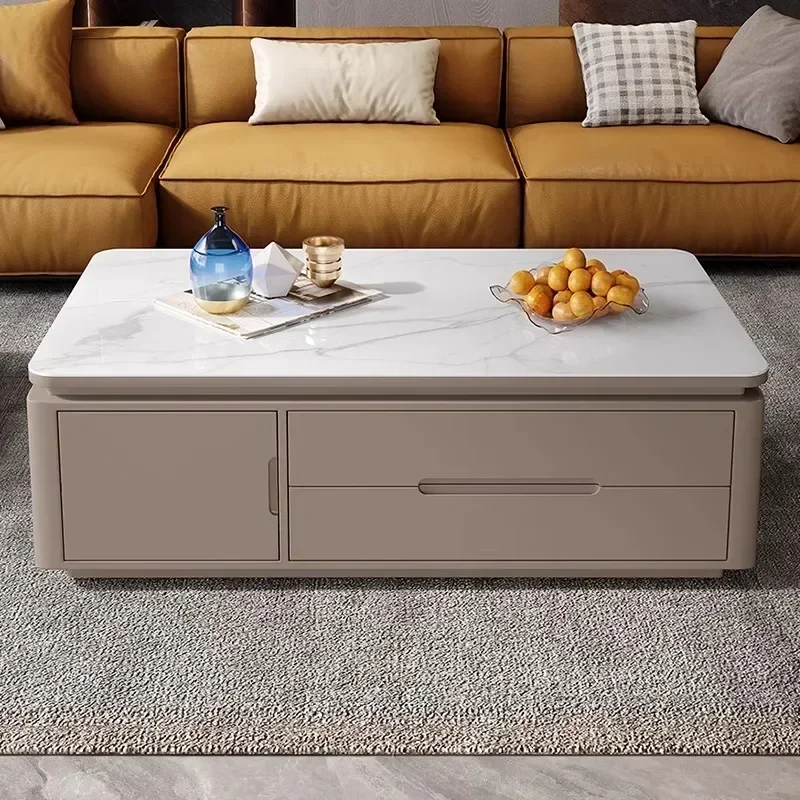 Modern simple rock slab coffee table TV cabinet combination household living room locker size apartment