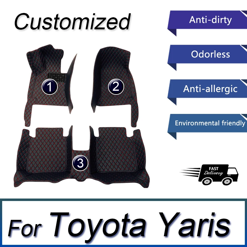 Car Floor Mats For Toyota Yaris 2008 2009 2010 2011 2012 2013 Custom Auto Foot Pads Automobile Carpet Cover Interior Accessories