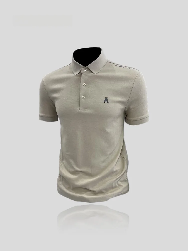 

Business Casual Short Sleeve T-Shirt Men's Lightweight Summer Shirt Embroidered Pure Color Slim Fit Fashion Urban Style