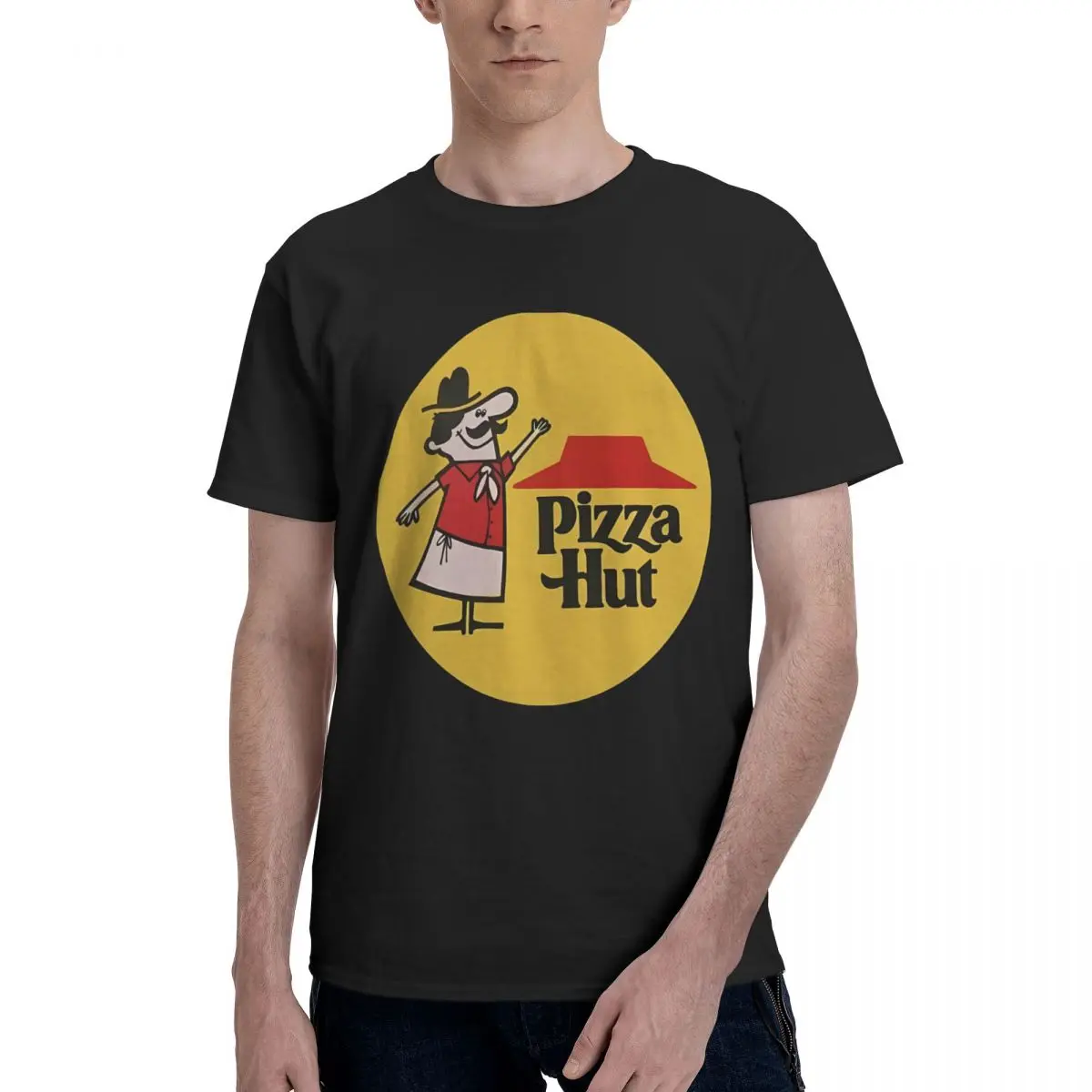 

Pizza Hut, винтажная, большие размеры, 100% хлопок, повседневная дышащая удобная винтажная мужская одежда, брендовая мужская футболка