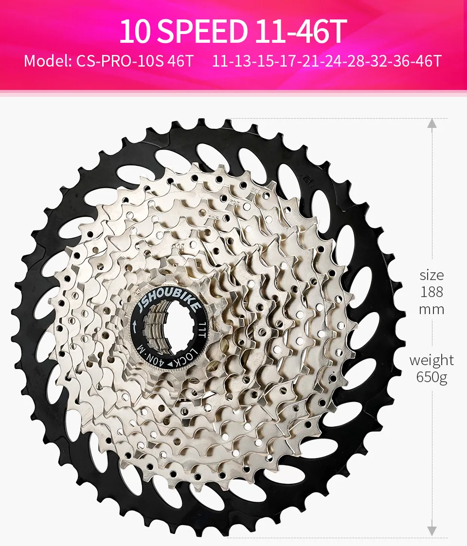 JSHOUBIKE MTB Fahrradkassette 10-Gang Freilauf 32T/36T/40T/42T/46T/50T Kraftsparend/Leichtgewichtig Für SHIMANO/SRAM – Detail 16
