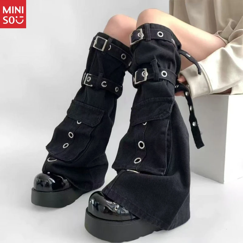 

Edgy Denim Leg Garters, Black Stackable Boot Covers for Summer