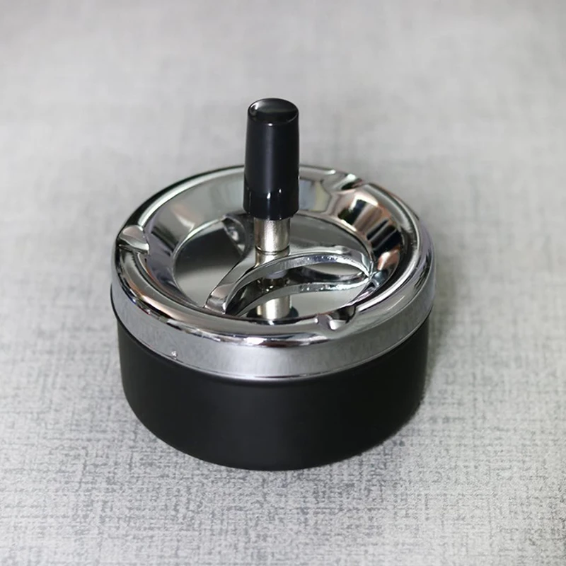 Stainless Steel Spinning Plain Ashtray C Igarette Ash Tray Press Rotating Lid C Igarette Ashtray