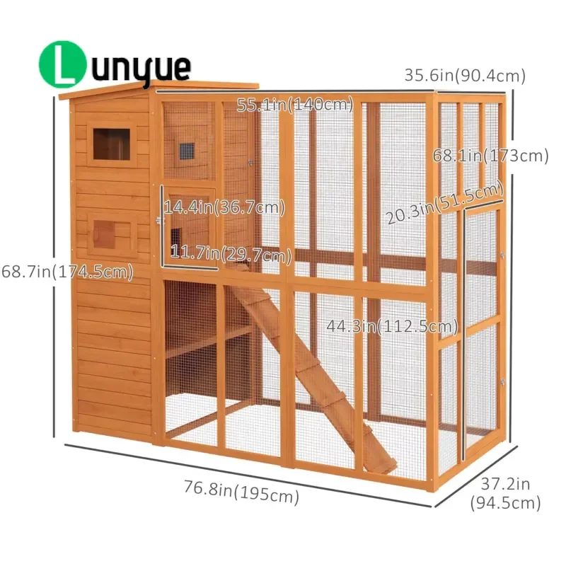 Large Cedar Cat House Outdoor Walk In Enclosed Pet Cabin Fenced Escape Proof Shelter All Seasons Modern Luxury Resting Hut