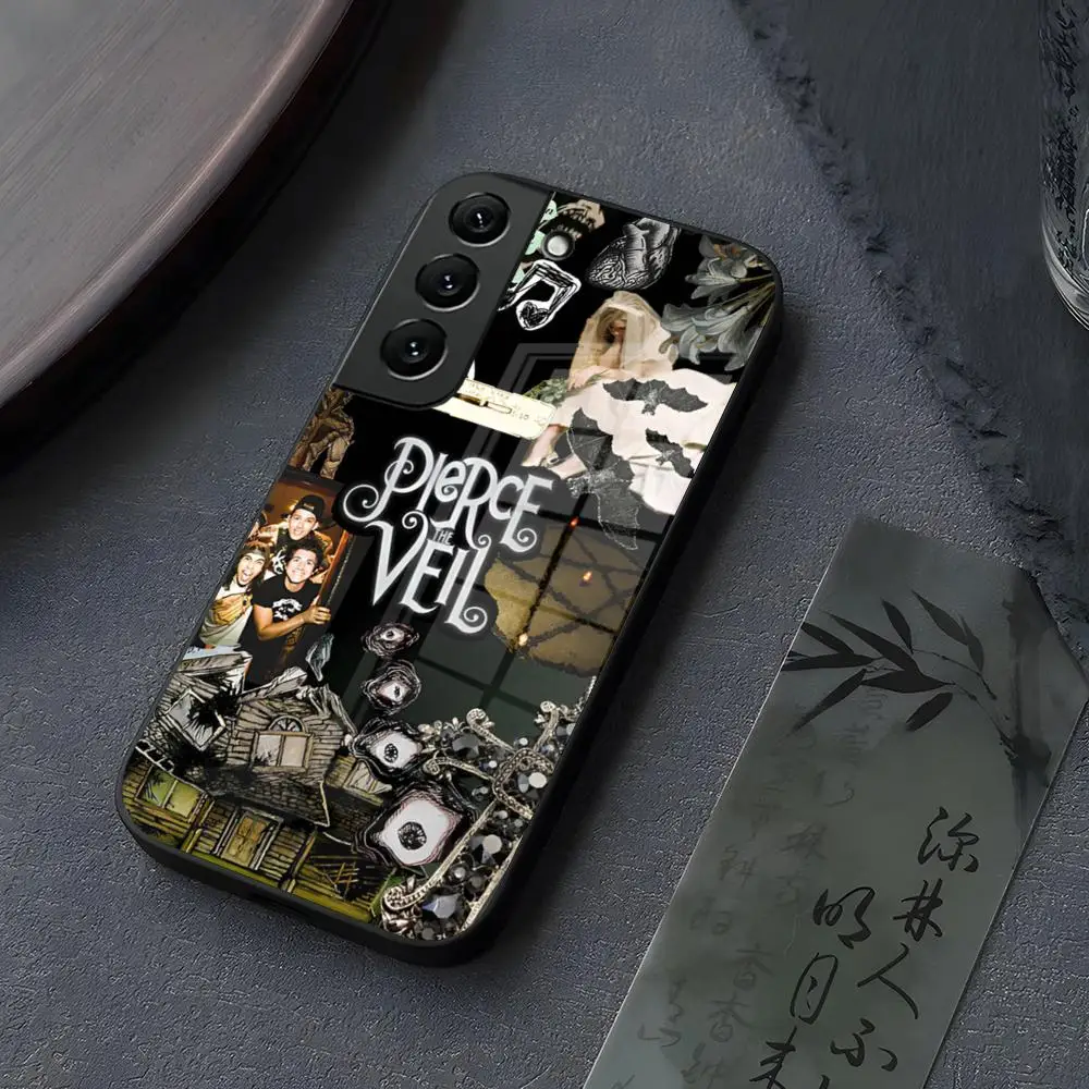 P-Pierce The Veil Band Phone Case Glass for Samsung Galaxy S23 S25 S24 S21 S22 S20 Ultra Fe Plus A34 A16 A54 A24 A52 A53 Cover