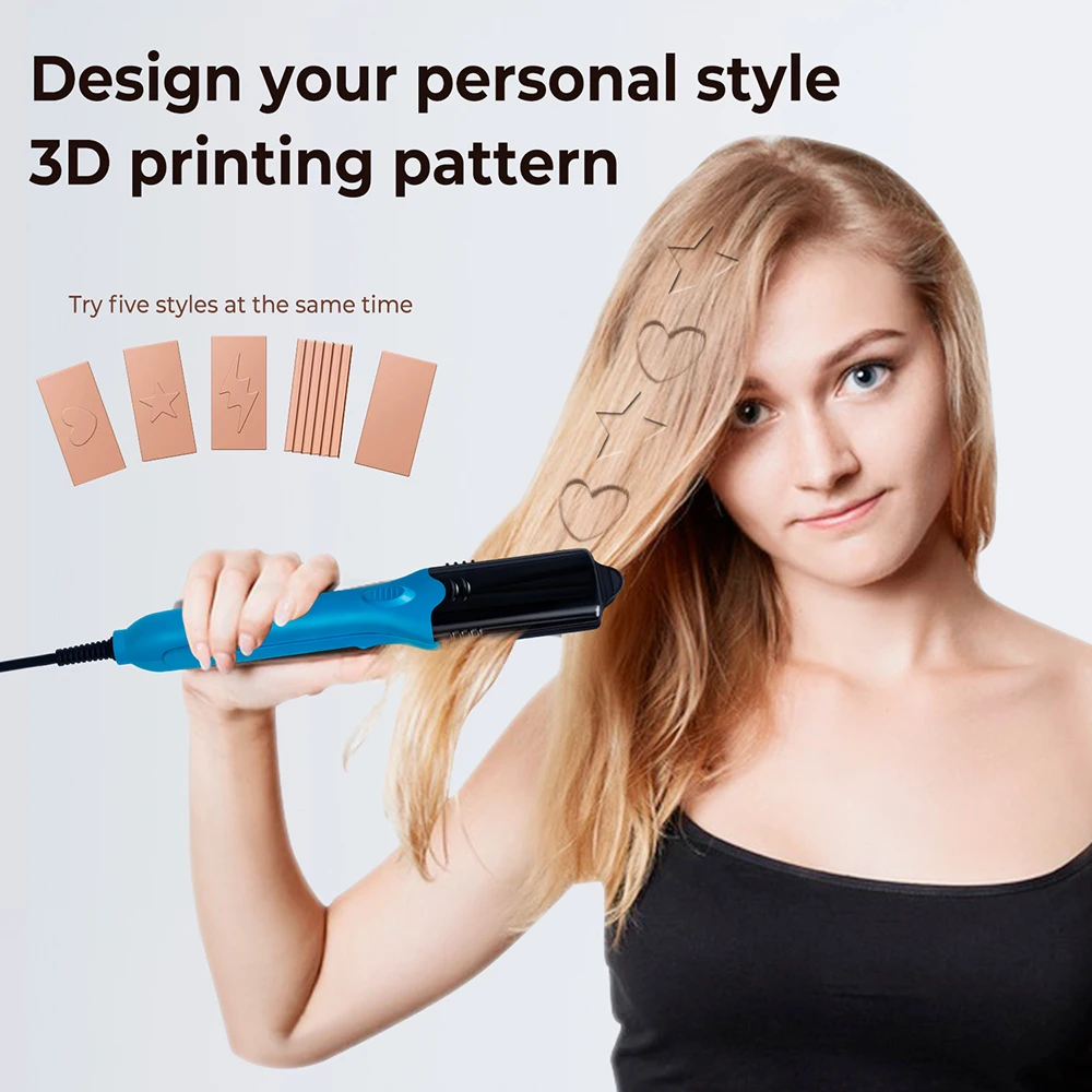 

3D Hair Imprinting Curling Iron Hair Straightener Ceramic Crimpers Wavers Curler with 5 Different Plates 3D Embossing Iron