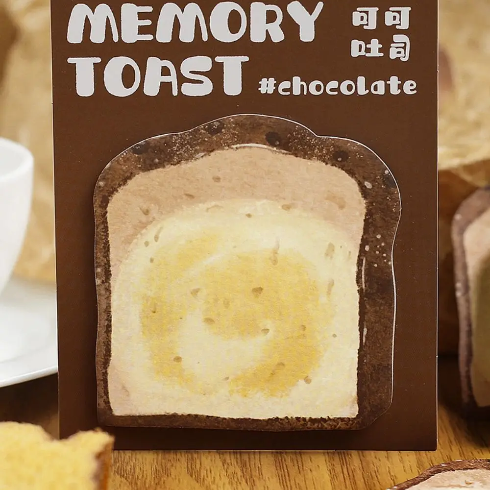 Bread Toast Shape Sticky Notes 30 sheets Cartoon Creative Funny Post Memos Self Sticky Hand-tear Adhesive Student Stationery