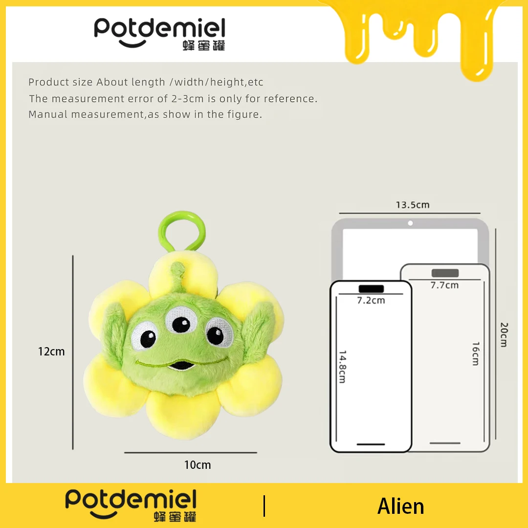 Potdemiel Disney Toy Story Alien Stuffed Alien Keychain Classic Flower Three Eyed Doll Purse Hanger Key Ring Holiday Gift Figure view 2